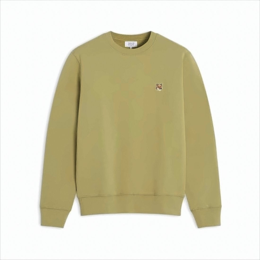 Maison Kitsuné Long-Sleeve Crewneck Sweatshirt In Muted Olive Green