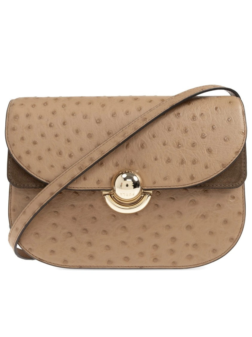 Furla Sfera S Structured Dotted Brown Leather Bag