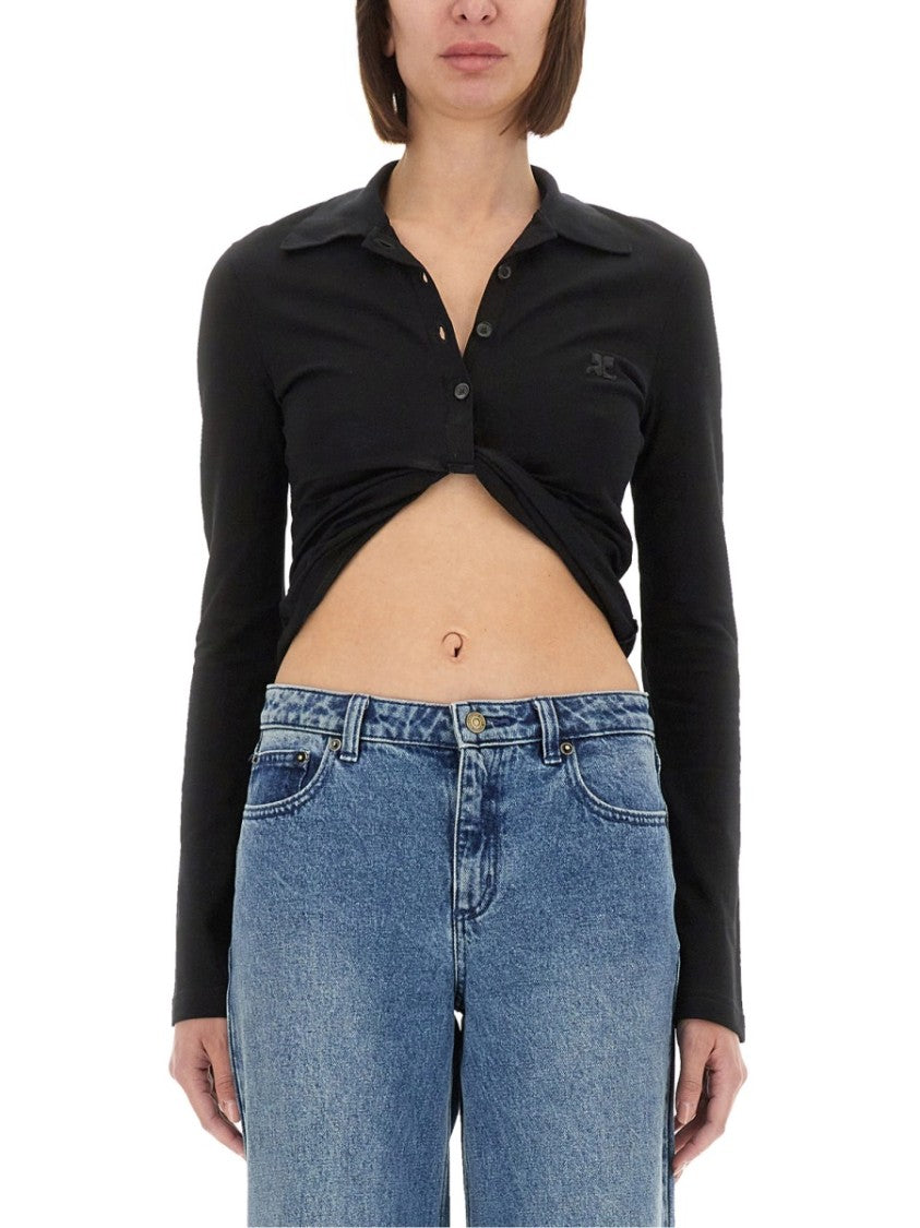 Courrèges "Twist" Cropped Polo Shirt