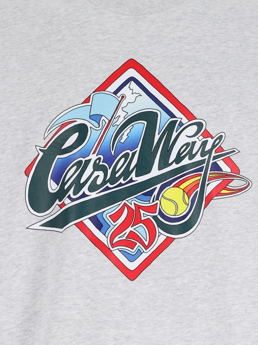 Casablanca Organic Cotton Grey T-Shirt With Logo Print