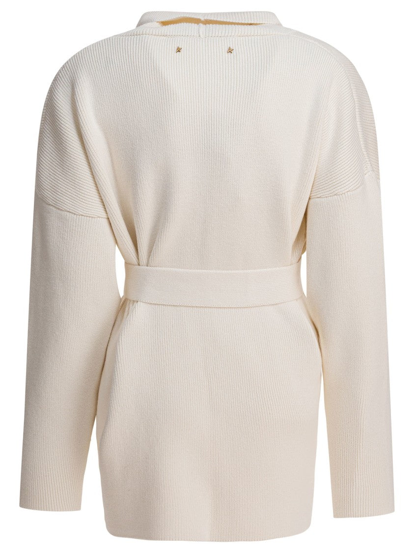 Golden Goose Floral Embroidered Cardigan With Wide Shawl Collar