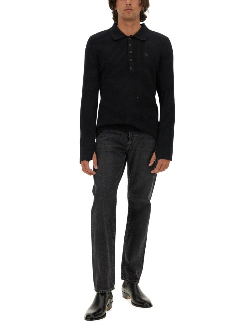 Courrèges Slim Fit Black Polo