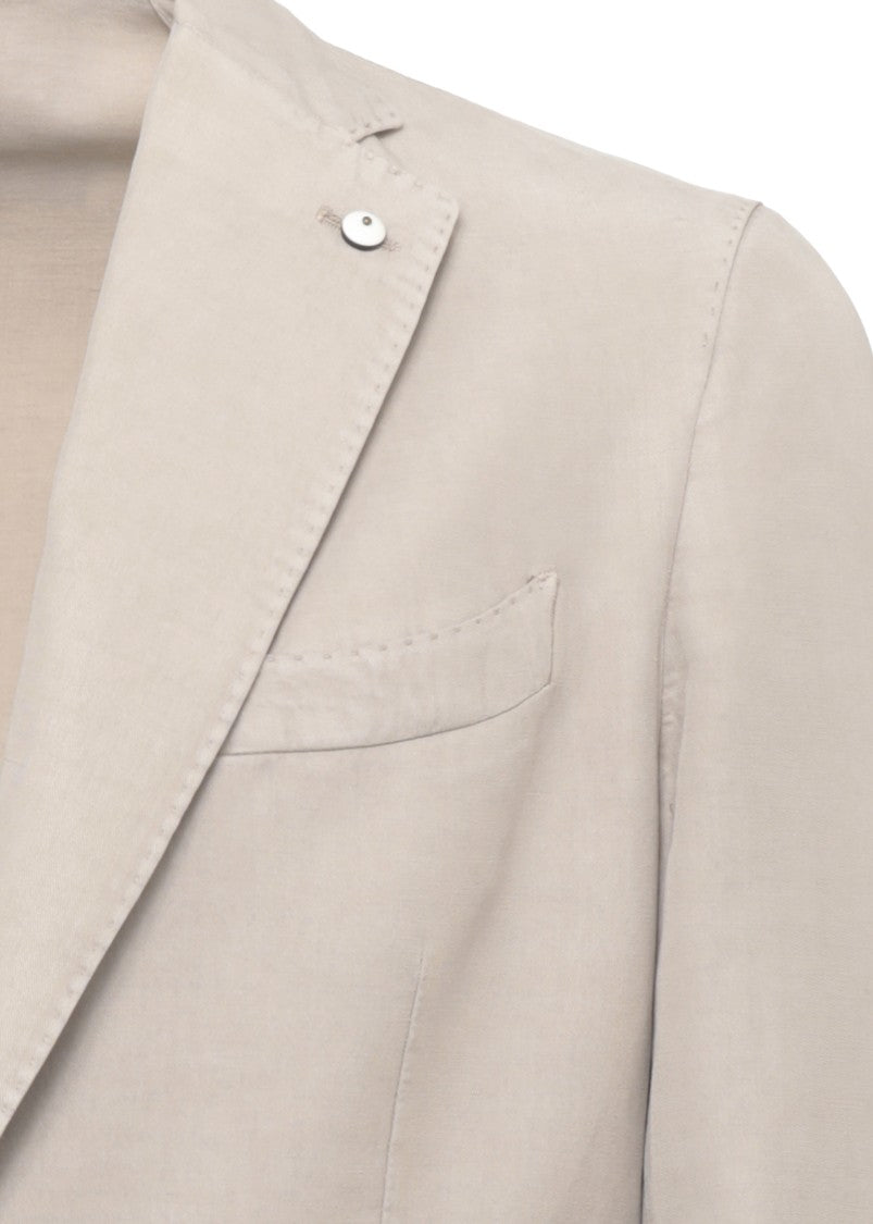 Lubiam Beige Classic Lapel Linen-Blend Blazer