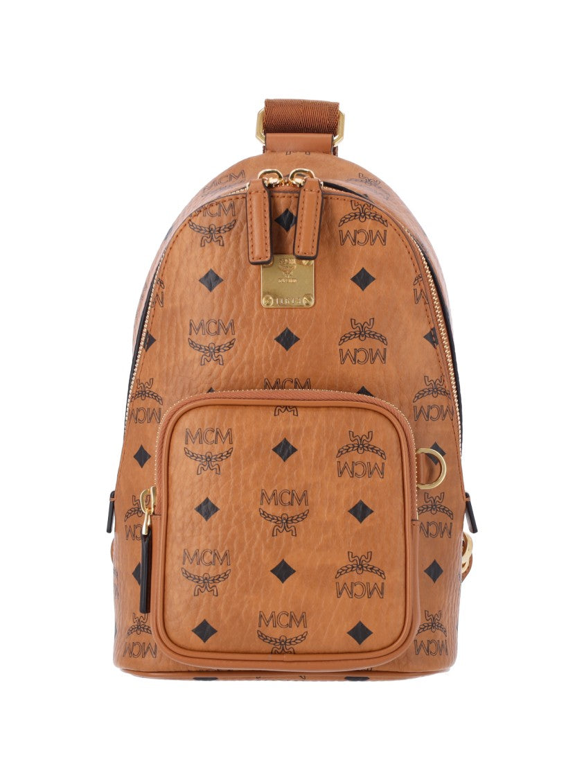 Mcm Brown Aren Visetos Canvas Shoulder Bag