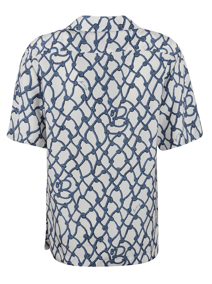 Burberry Short-Sleeve White Silk Shirt