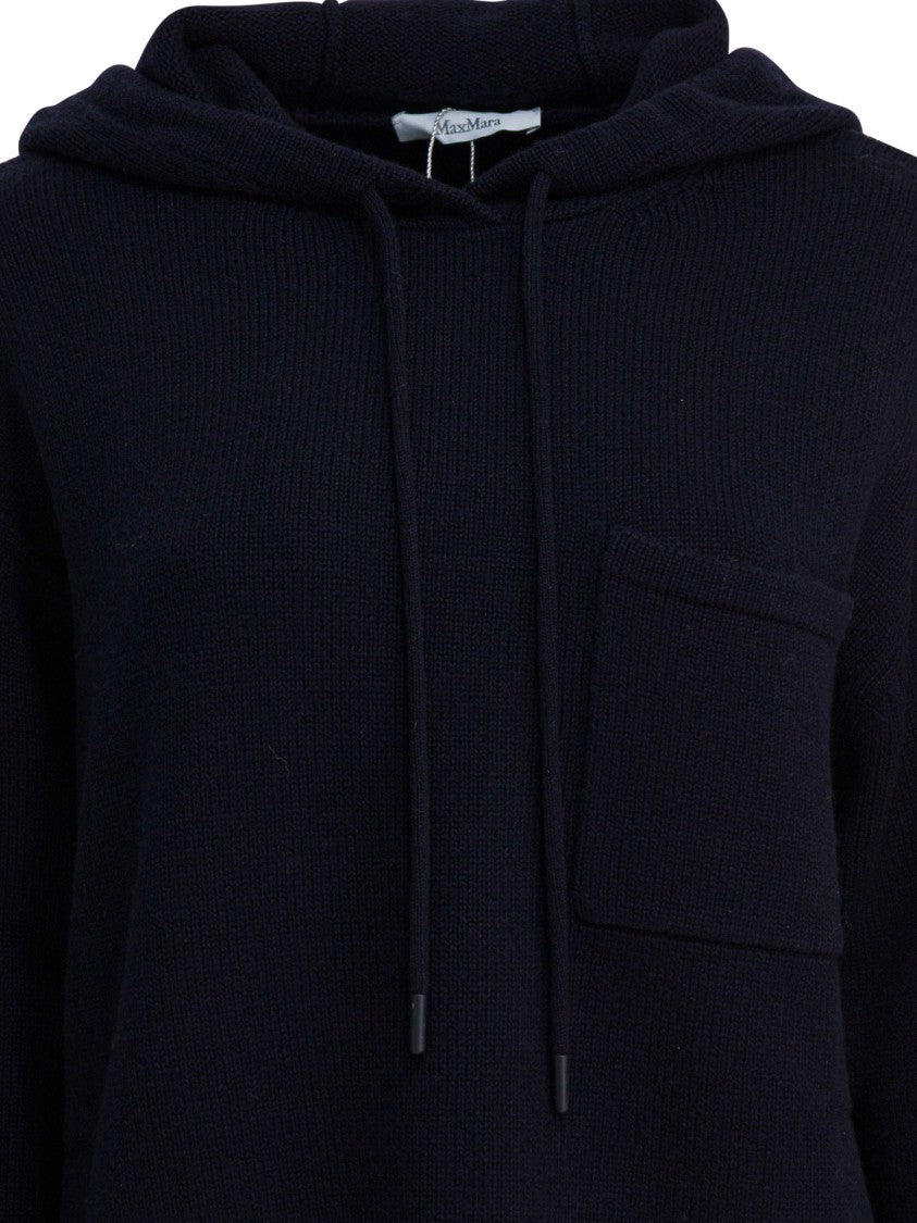 Max Mara Cashmere-Blend Hooded Sweater With Functional Chest Pocket
