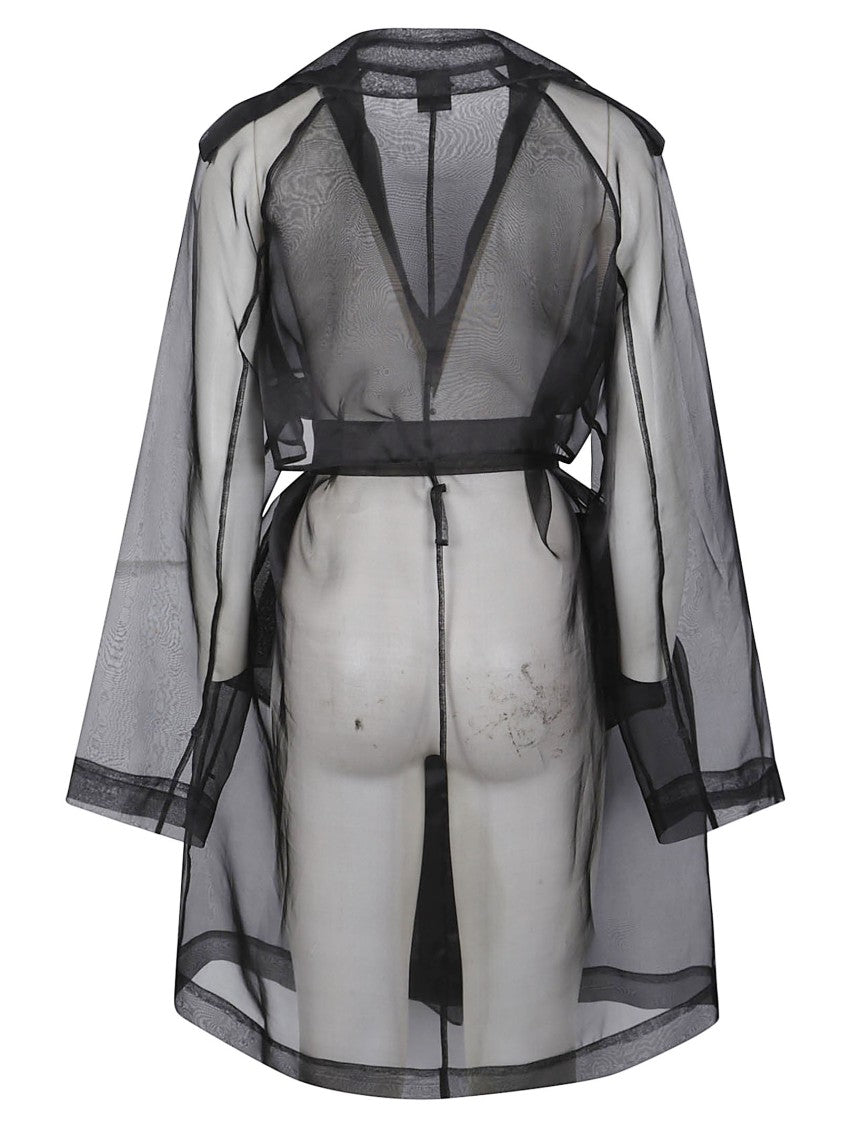 Pinko Cocco Sheer Silk Belted Trench Coat
