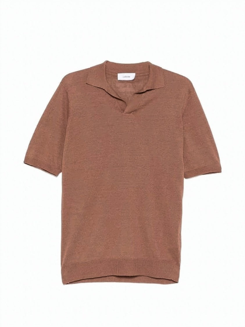 Lardini Short-Sleeved Polo Shirt In Linen-Cotton Blend