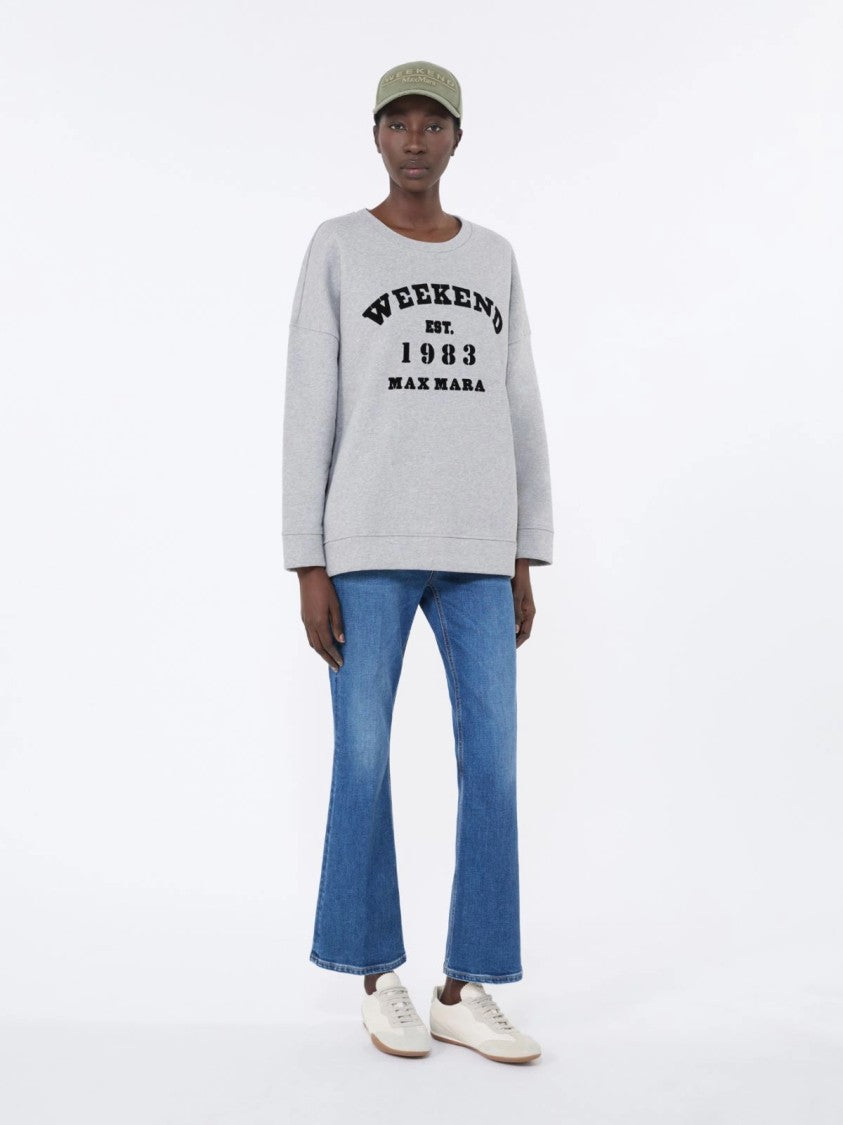 Max Mara Light Grey Relaxed-Fit Sweatshirt With Bold Logo Print