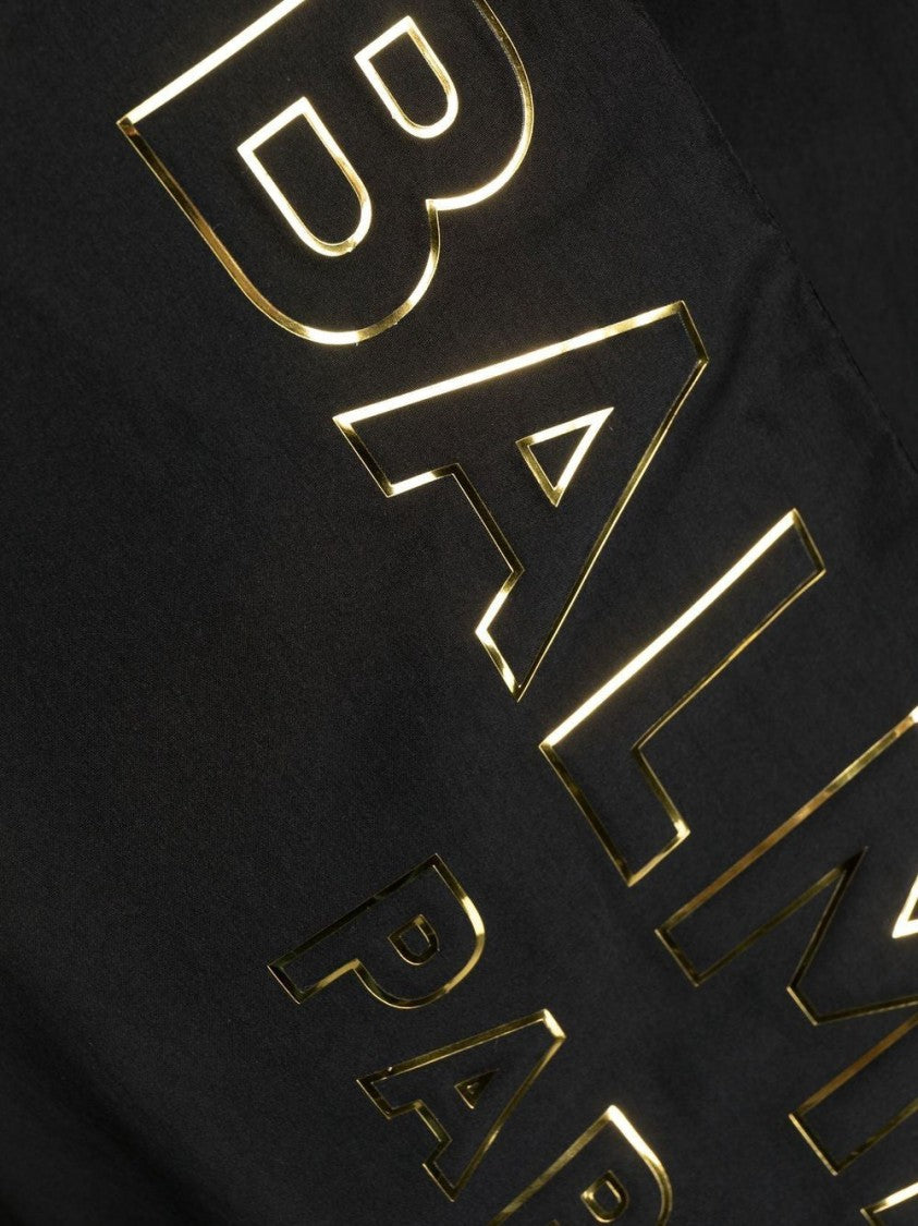 Balmain Black Swim Shorts With Glossy Logo Detail