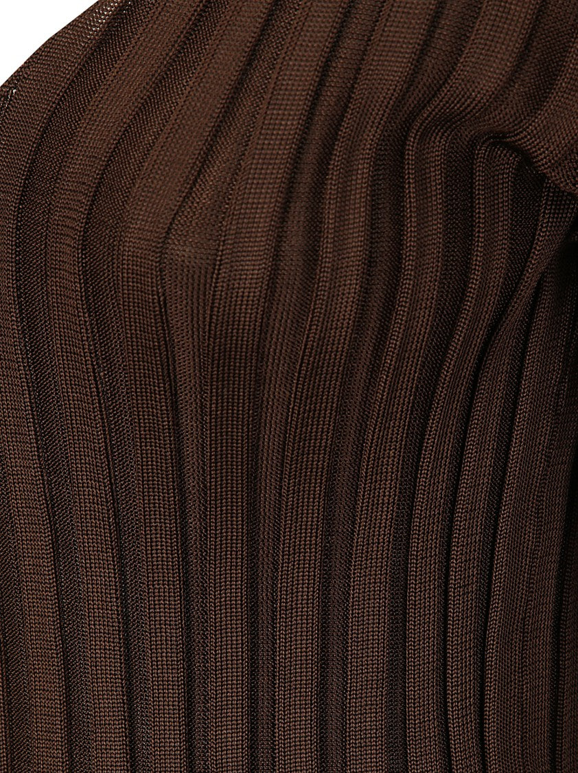 Lussi Ribbed Silk Long-Sleeved Sweater