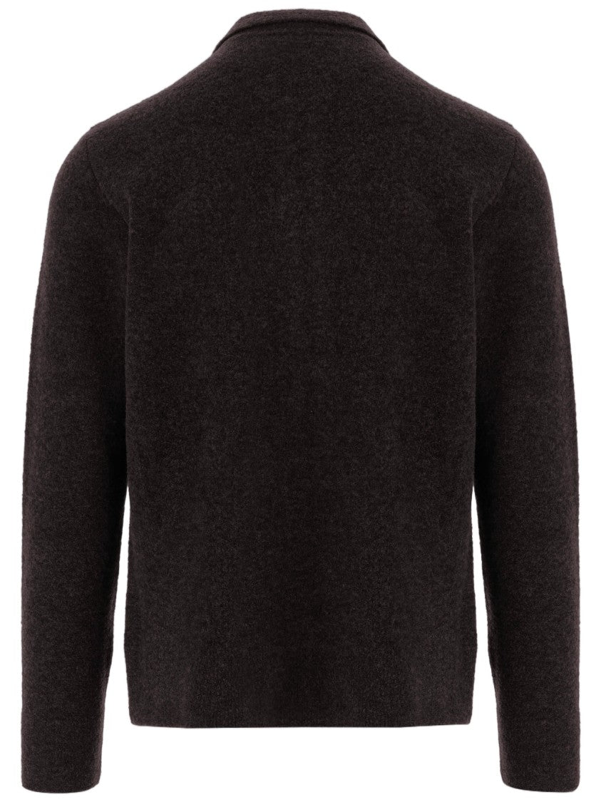 Tagliatore Dark Purple Double-Zipper Wool-Cotton Cardigan