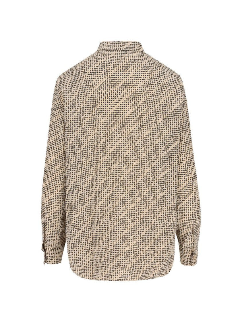 Balenciaga Silk Crepe Monogram Printed Balenciaga Shirt