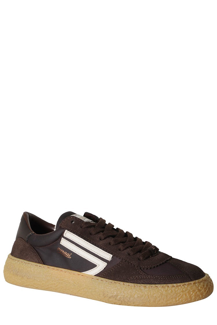 Puraai Brown 1.01 Vintage Logo Details Leather Rubber Sneakers