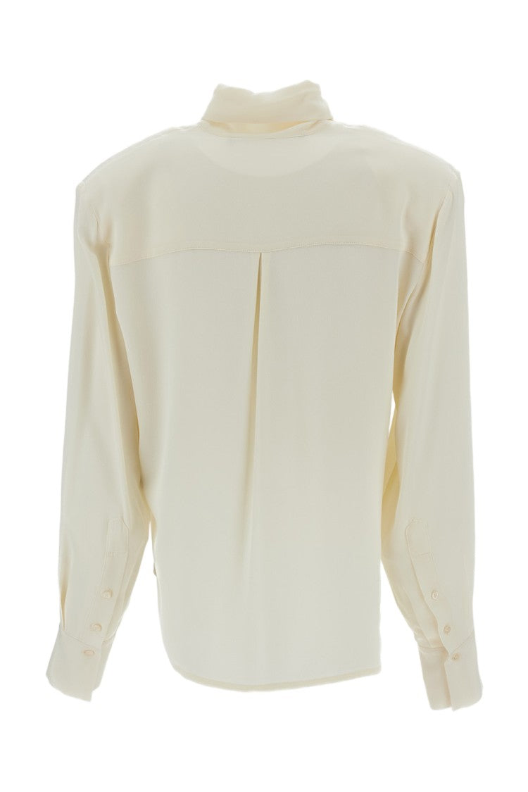 Federica Tosi Silk-Blend V-Neck Integrated Scarf Blouse