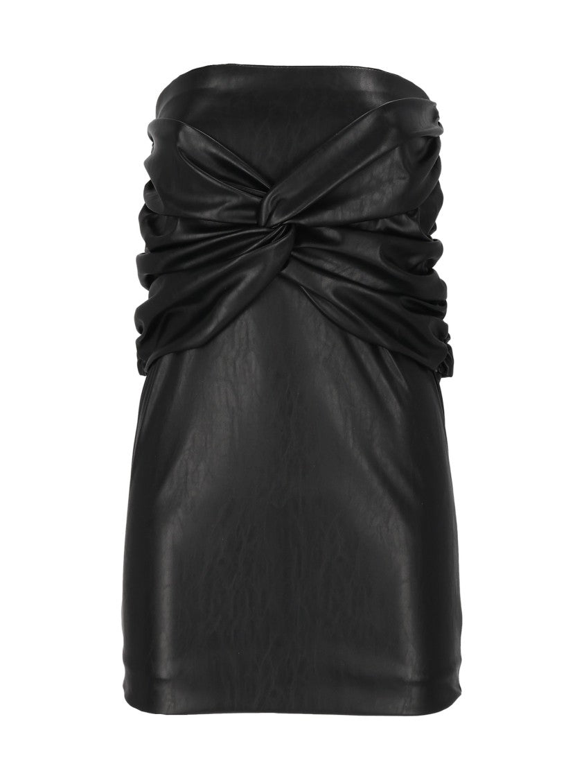Elisabetta Franchi Glossy Black Mini Skirt With Ruched Waist Design