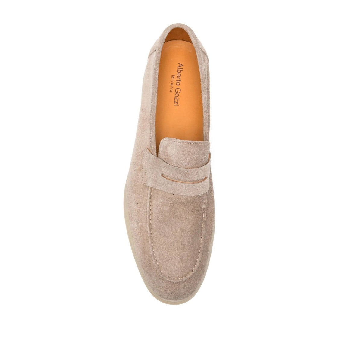 Alberto Gozzi Beige Penny Strap Suede Loafers