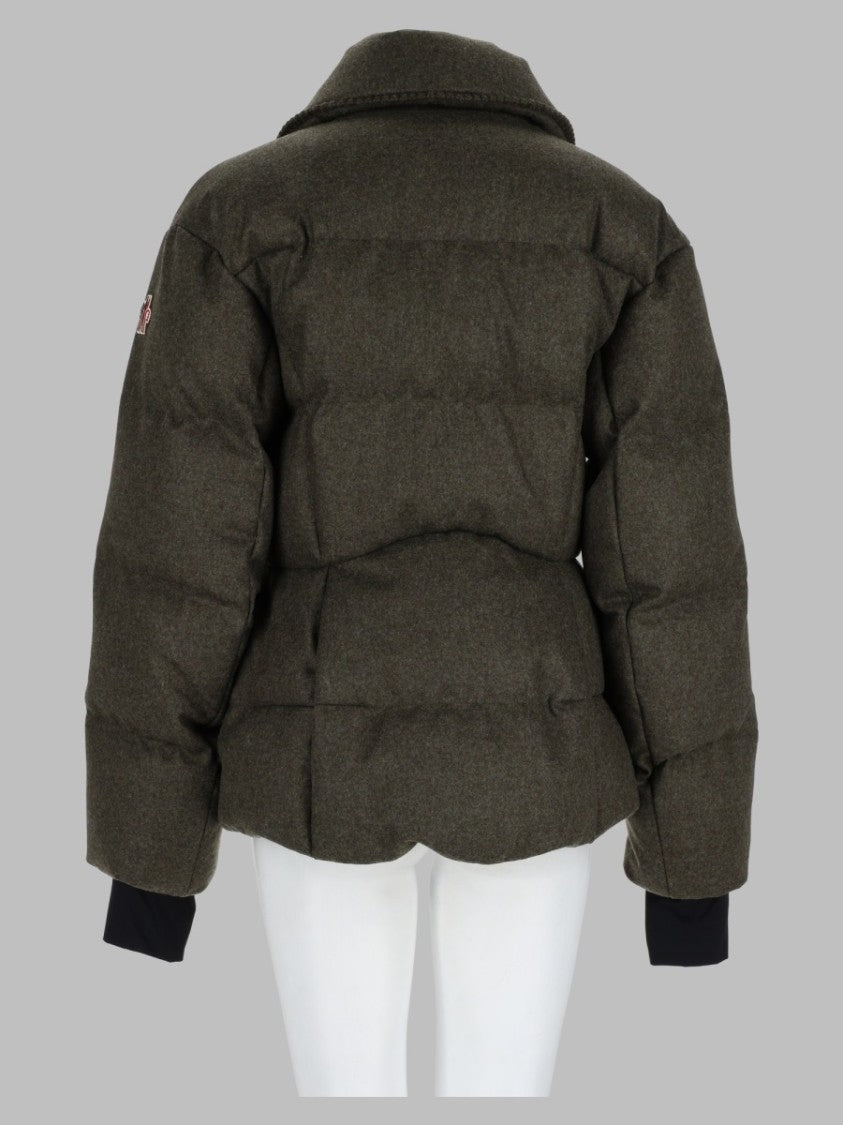 Moncler Grenoble Military Green Quilted Structured-Collar Jacket