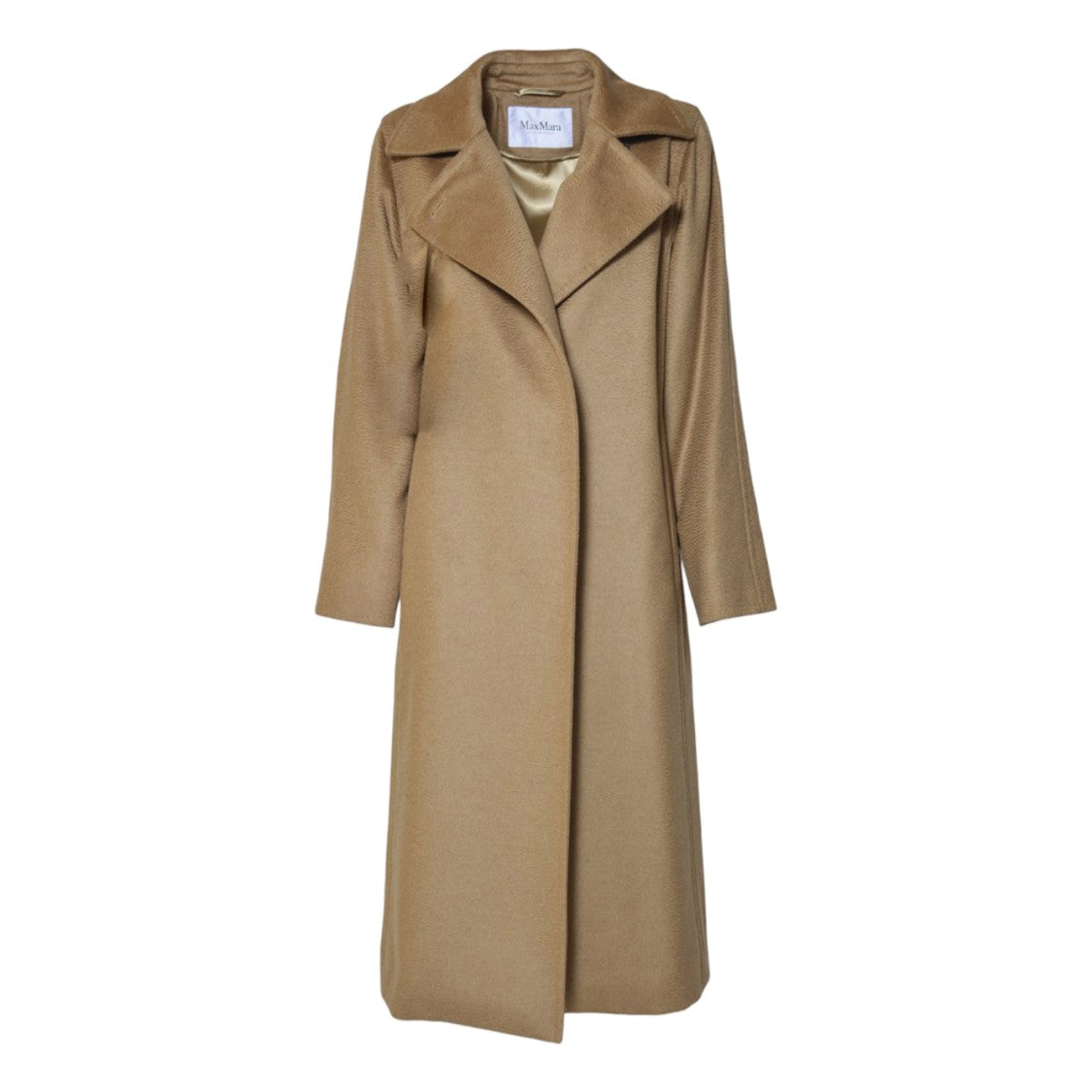 Max Mara Long Camel Wool Coat With Classic Wrap Design