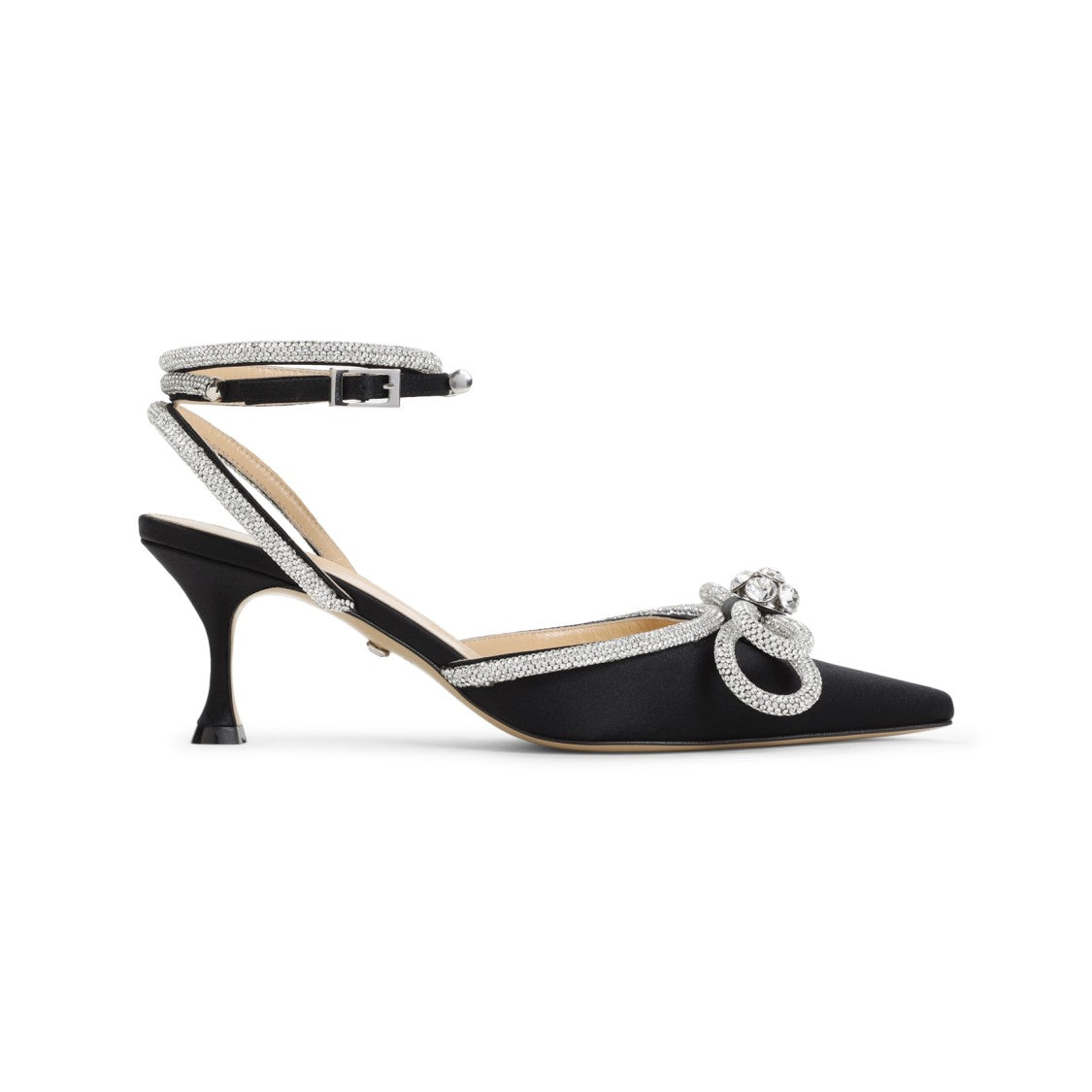 Mach & Mach Double Bow 65 Black Silk Pumps