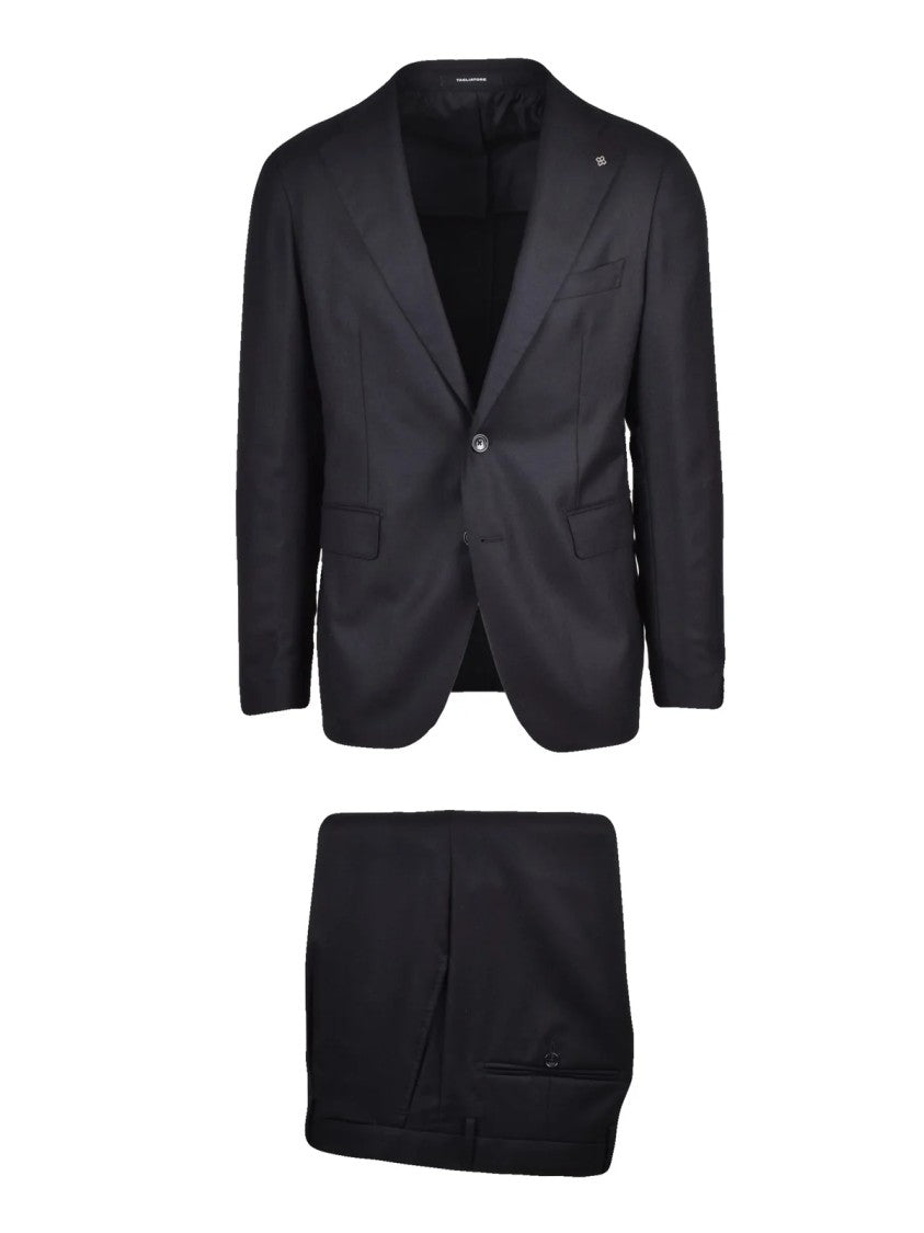 Tagliatore Black Virgin Wool Formal Suit