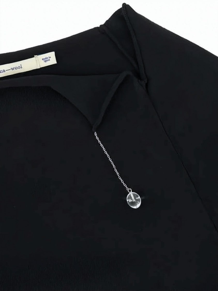 Paloma Wool White Fitted Asymmetrical Neckline Chain Top