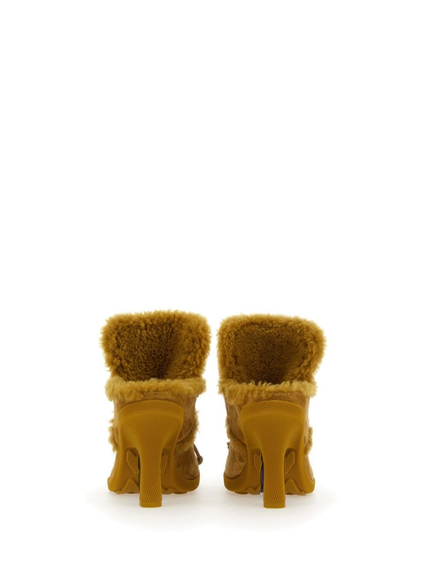 Burberry High Heel Calf Suede Mules