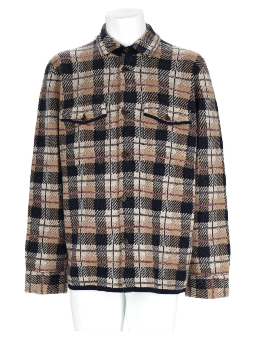 Guest In Residence Multicolor Plaid Cashmere Cardigan