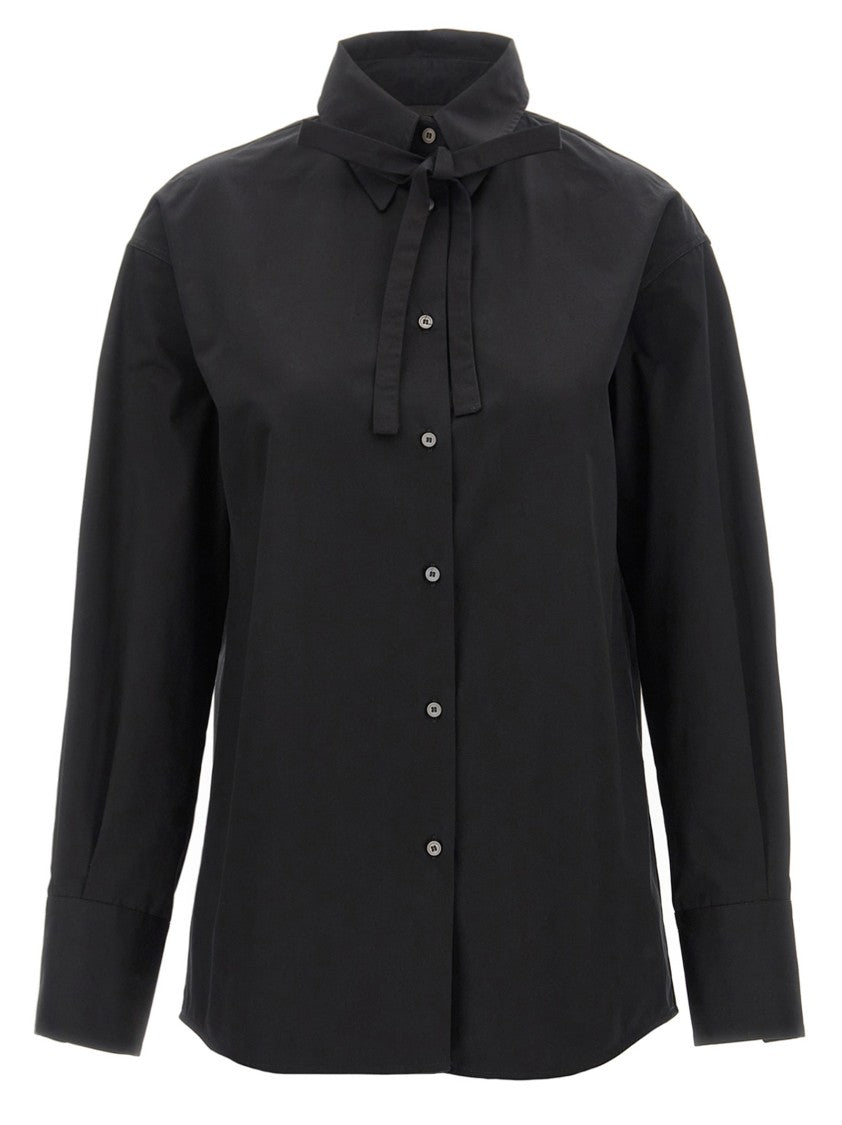Fabiana Filippi Cotton Poplin Shirt With Knotted Lace Collar