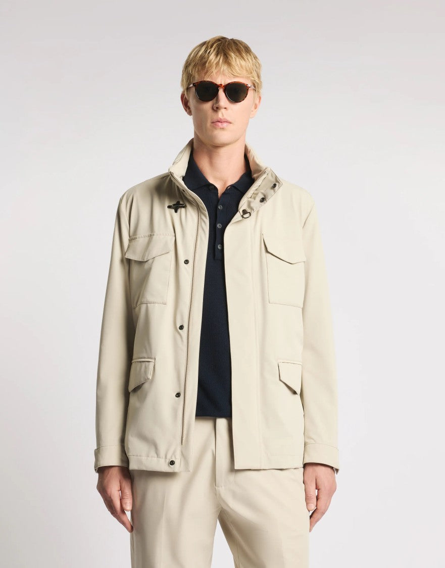 Fay Medium Tan Field Stretch Utility Jacket