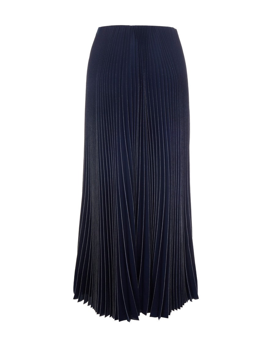 Fabiana Filippi Midnight Blue Printed Pleated Maxi Skirt