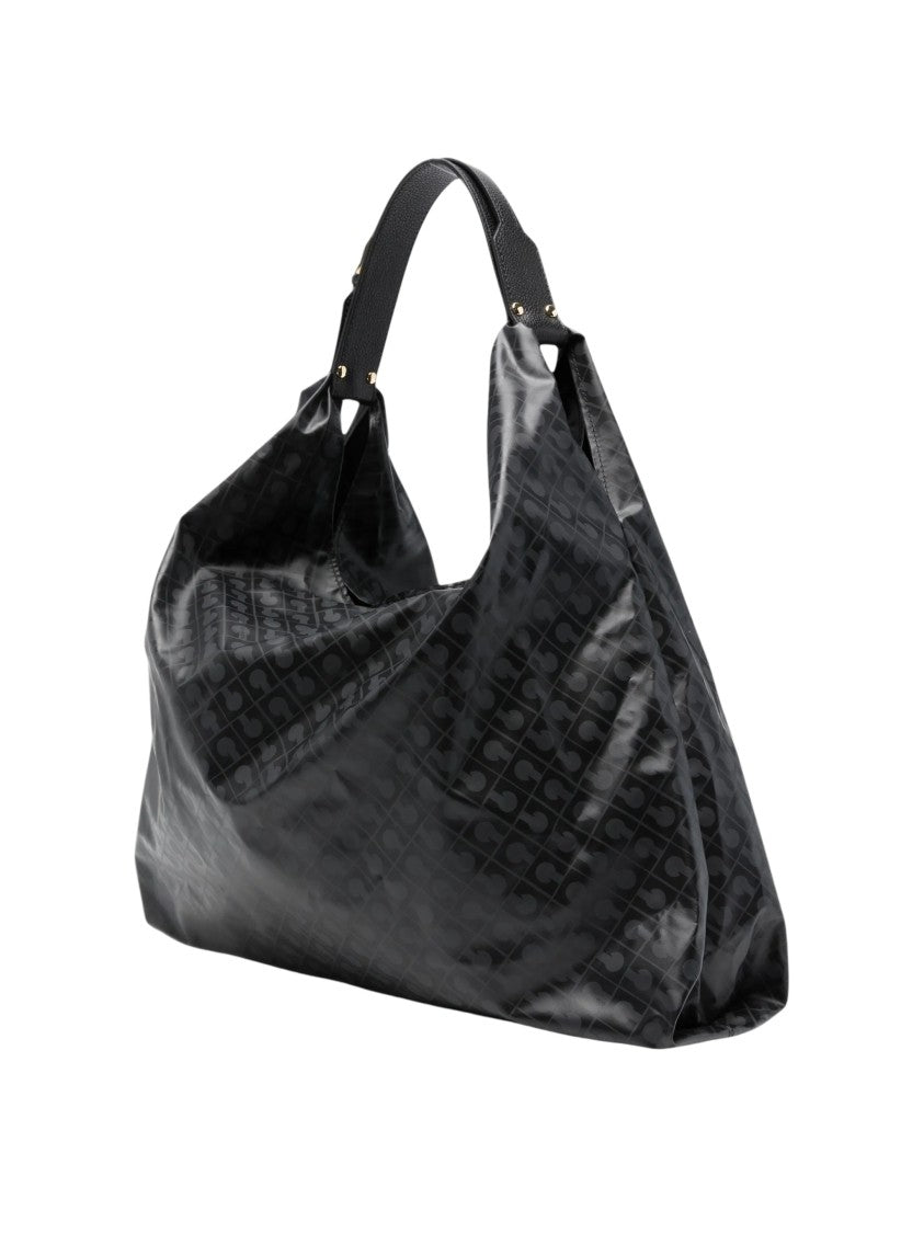 Gherardini Monogram Print Slouchy Hobo Bag With Gold-Tone Accents