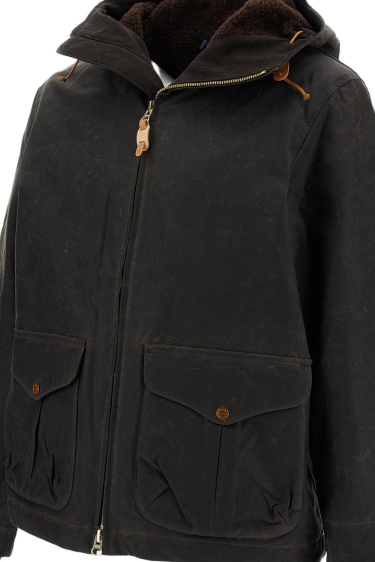 Manifattura Ceccarelli Brown Waxed Cotton Shearling Lined Blazer