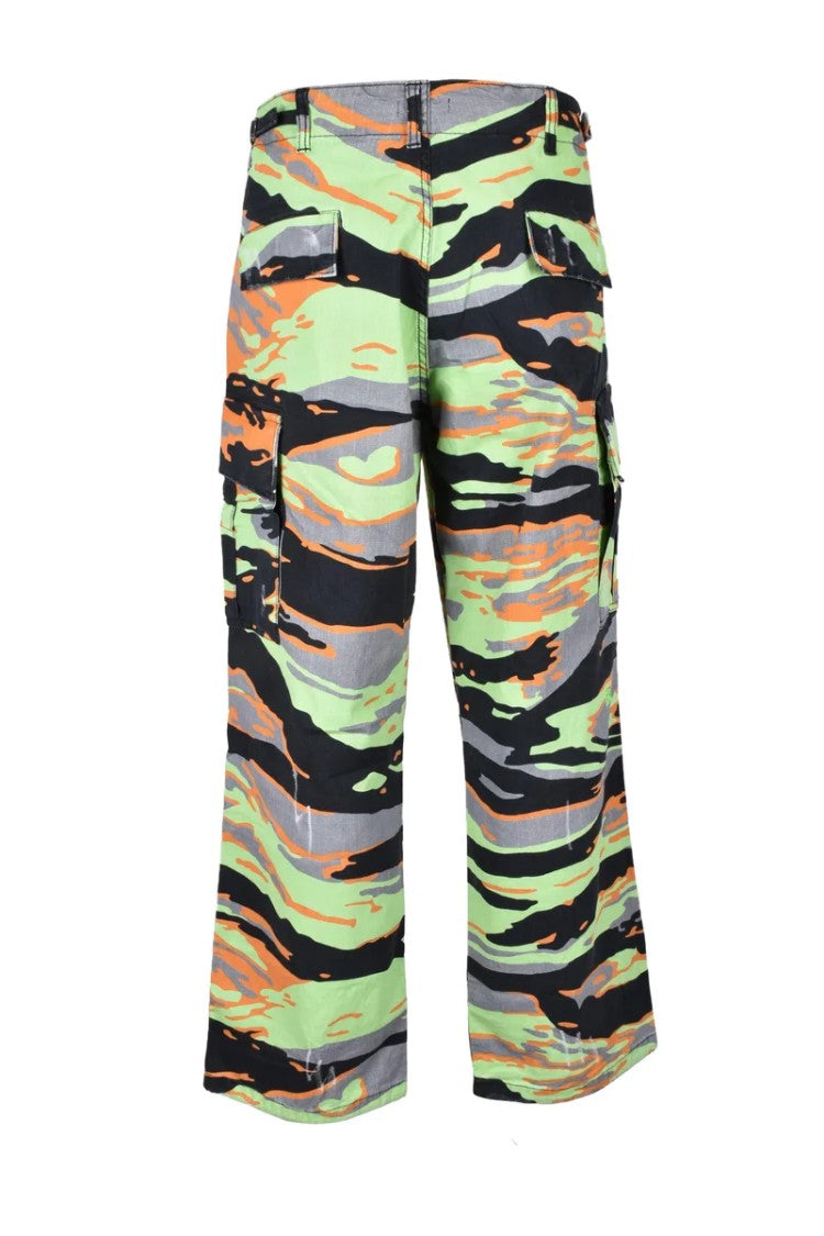 Erl Cotton Stretch Trousers - Green/Orange