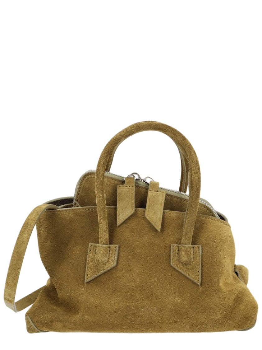 The Attico Suede Military Green Shoulder Bag With Rounded Handles And Relaxed Silhouette