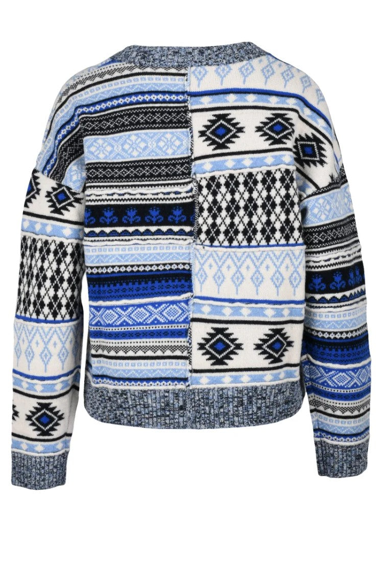 Ballantyne Crew Neck Wool Sweater - Blue/Light Blue