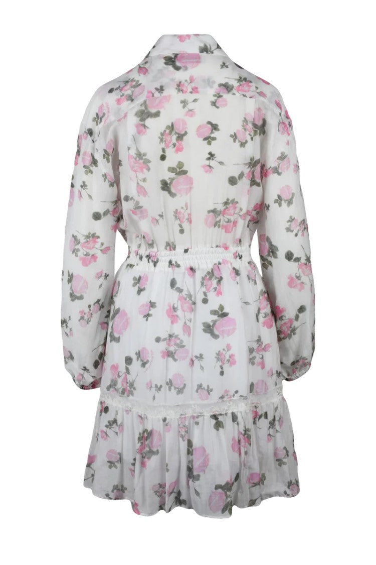 Ermanno Firenze Short Gauzed Dress - White/Pink