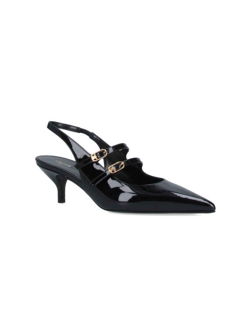 Céline Pointed Toe Slingback Pumps With Dual Adjustable Straps