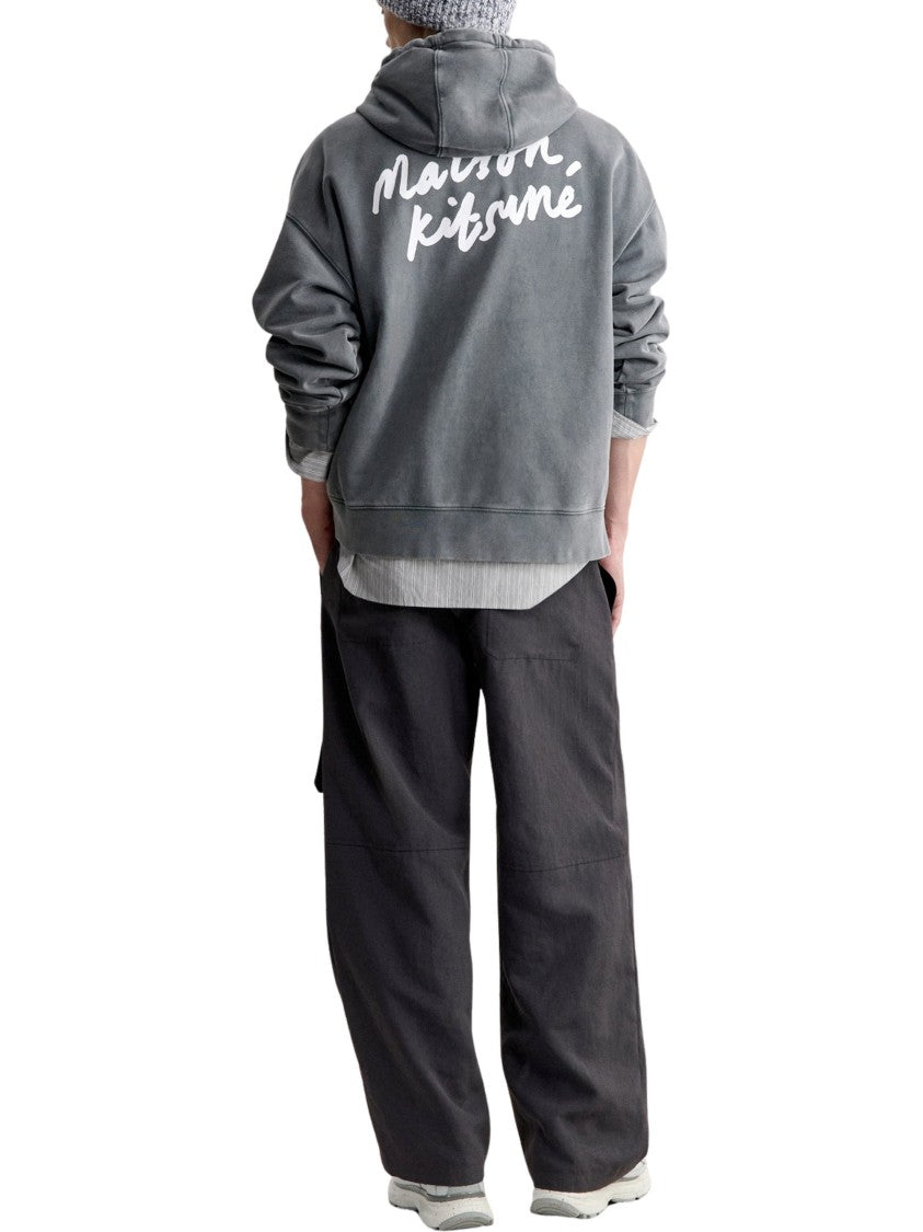 Maison Kitsuné Faded Oversize Hoodie With Artistic Handwritten Detail