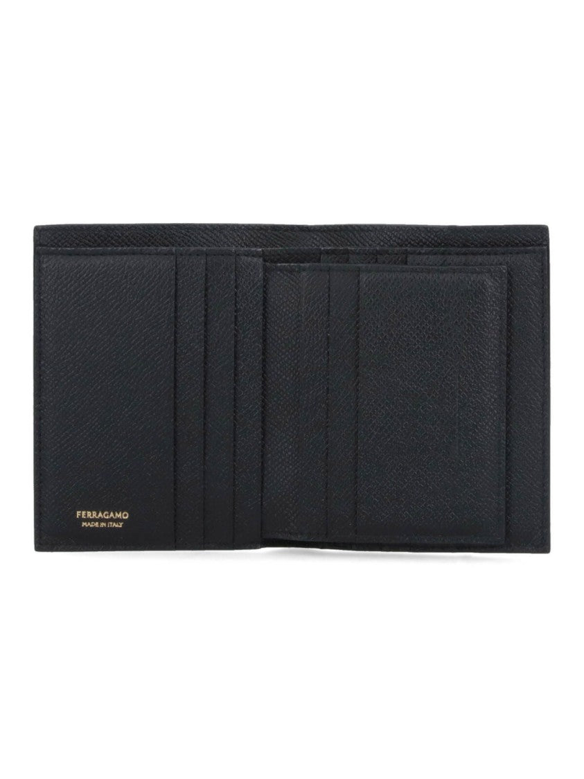 Ferragamo "Gancini" Compact Wallet – Black