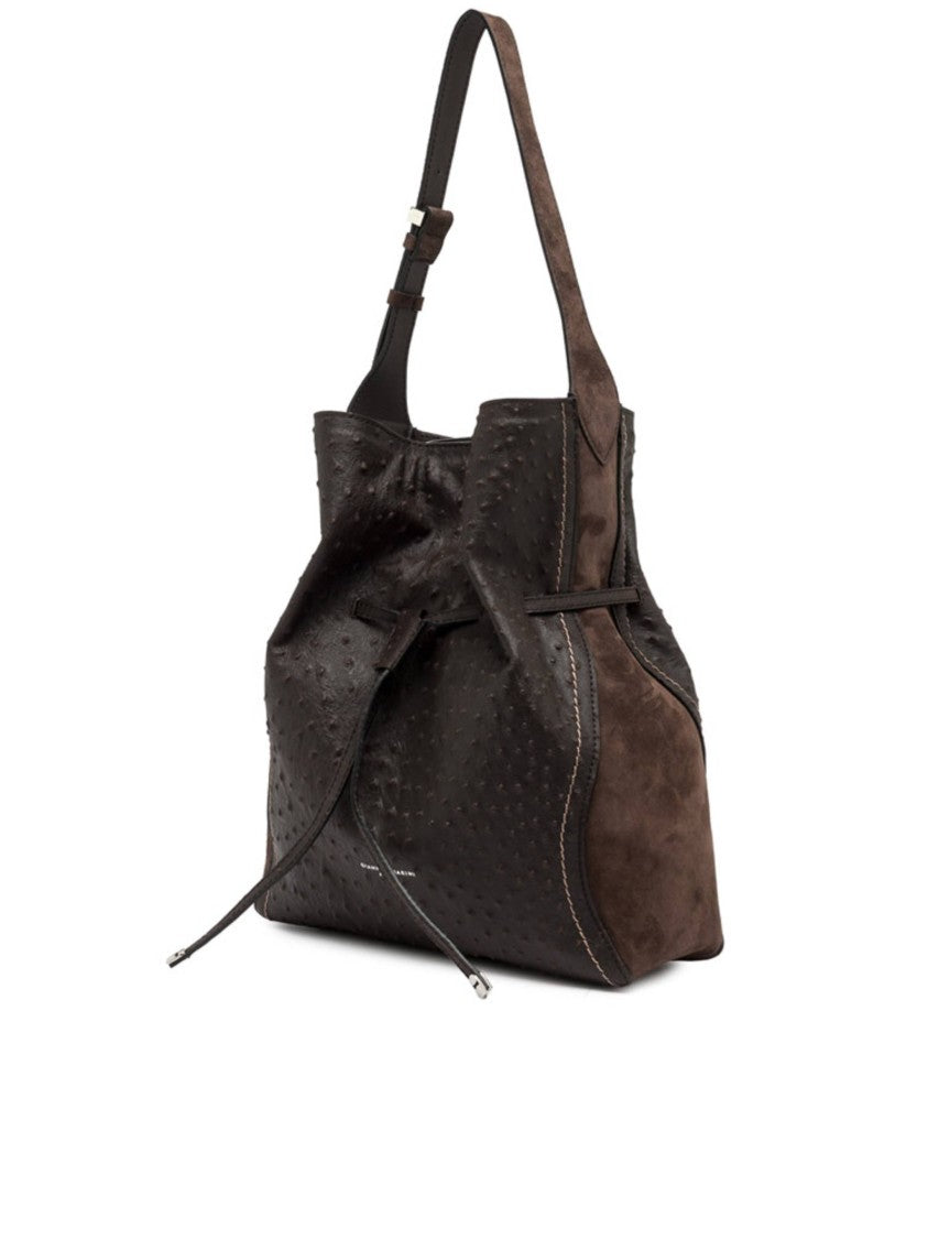 Gianni Chiarini Spacious Ostrich-Effect Leather Shoulder Bag