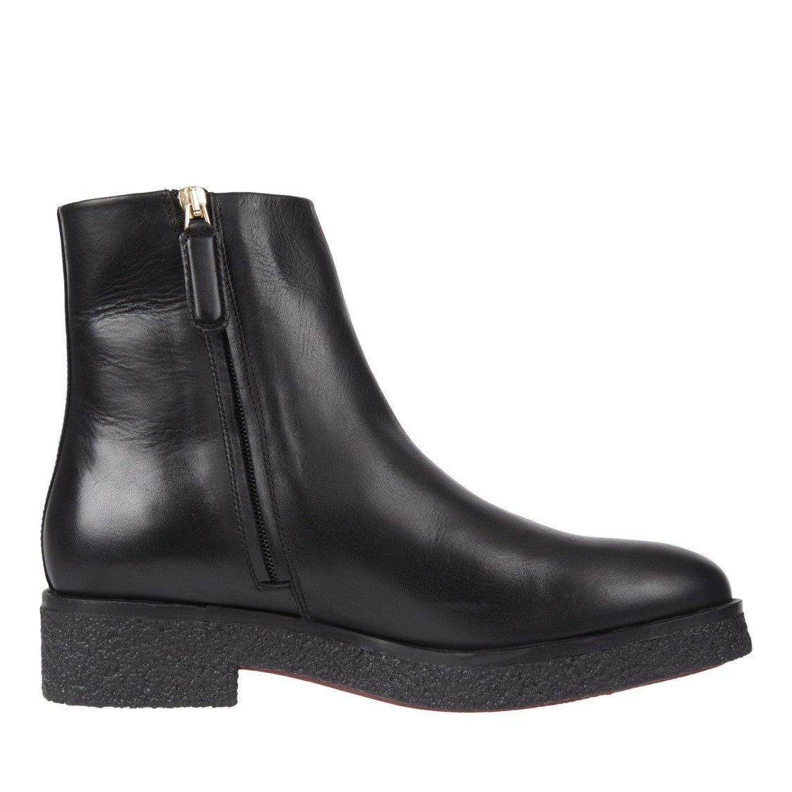 Tommy Hilfiger Black Leather Crepe Textured Sole Boots