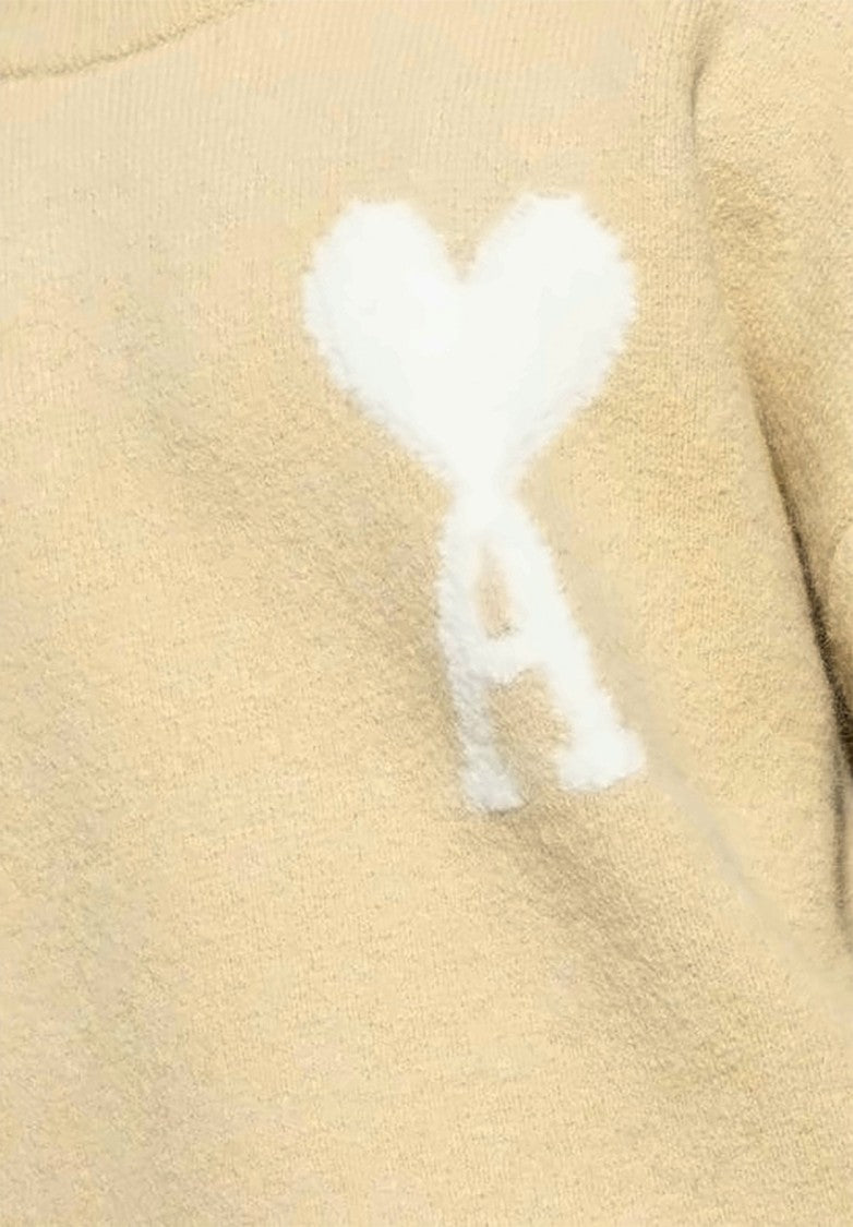 Ami Paris Alpaca Blend Knit Sweater With Heart Logo Detail