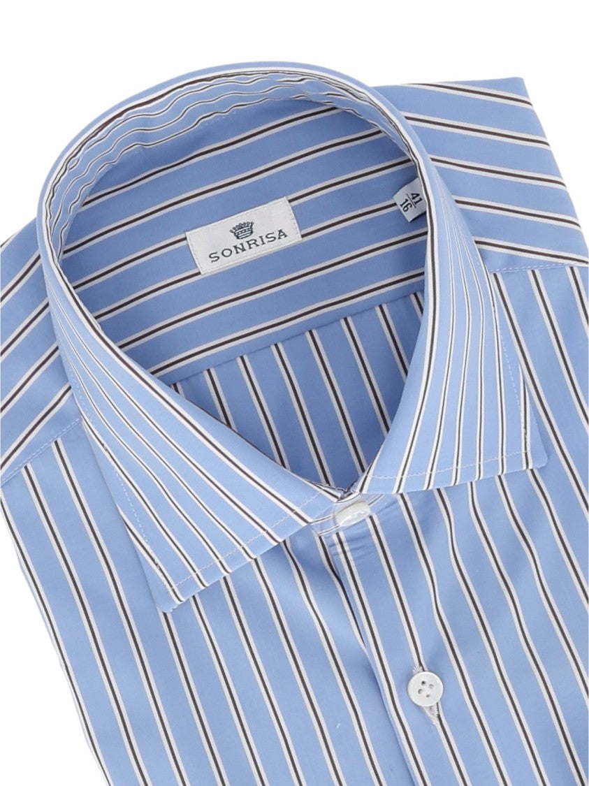 Sonrisa Classic Long-Sleeve Striped Shirt In Light Blue