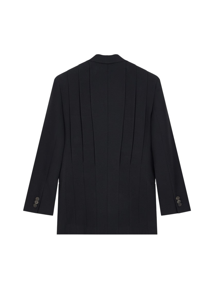Giorgio Armani Black Crepe Silk Cady Double-Breasted Blazer