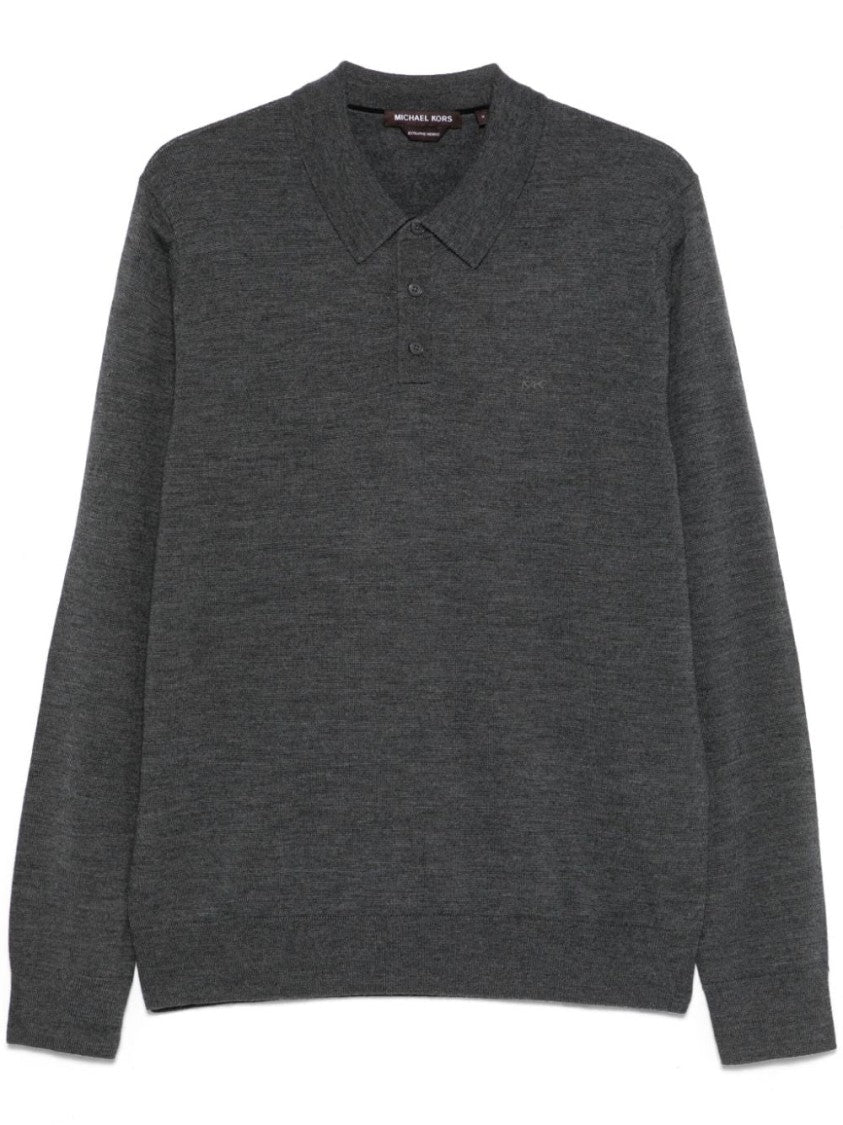 Michael Kors Merino Wool Long Sleeve Polo Shirt