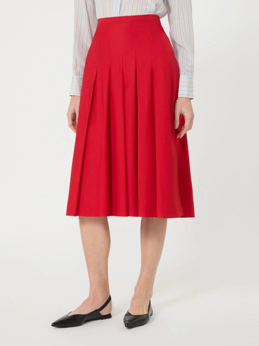 Max Mara Red Midi Skirt With Structured Pleats