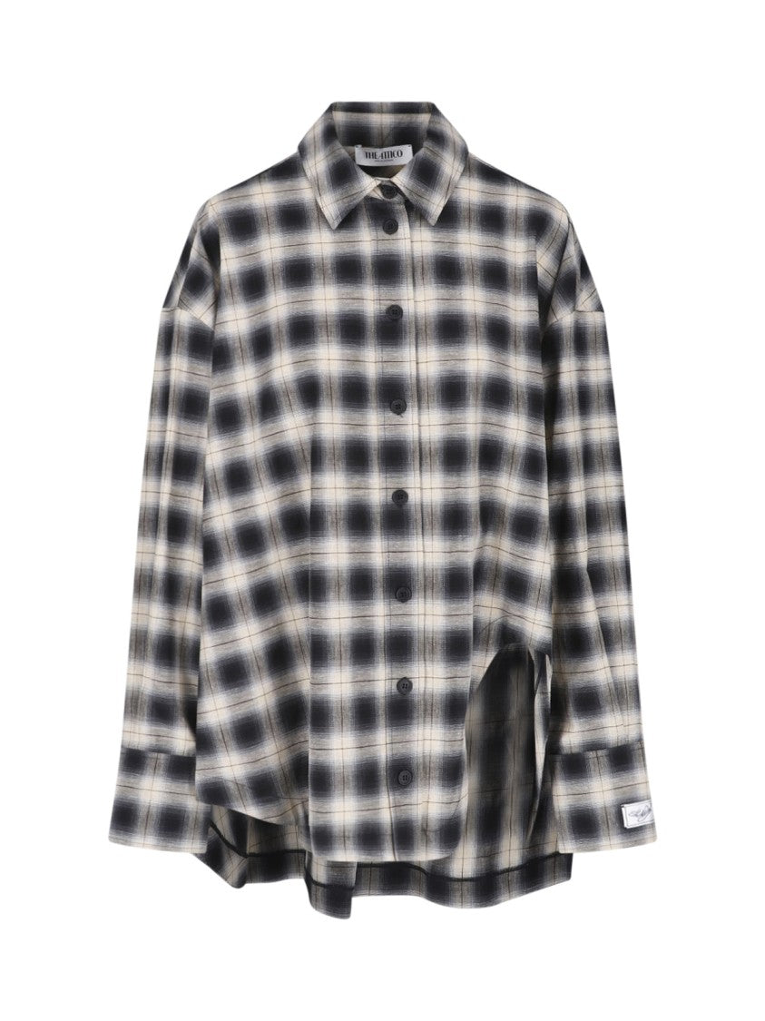 The Attico Classic Plaid Shirt With Asymmetrical Hem