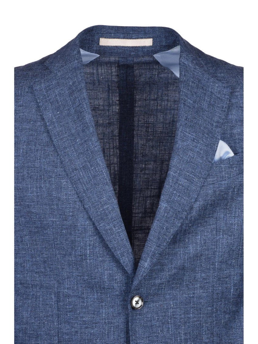 Lebole Multicolor Cotton Wool Viscose Linen Blazer Jacket
