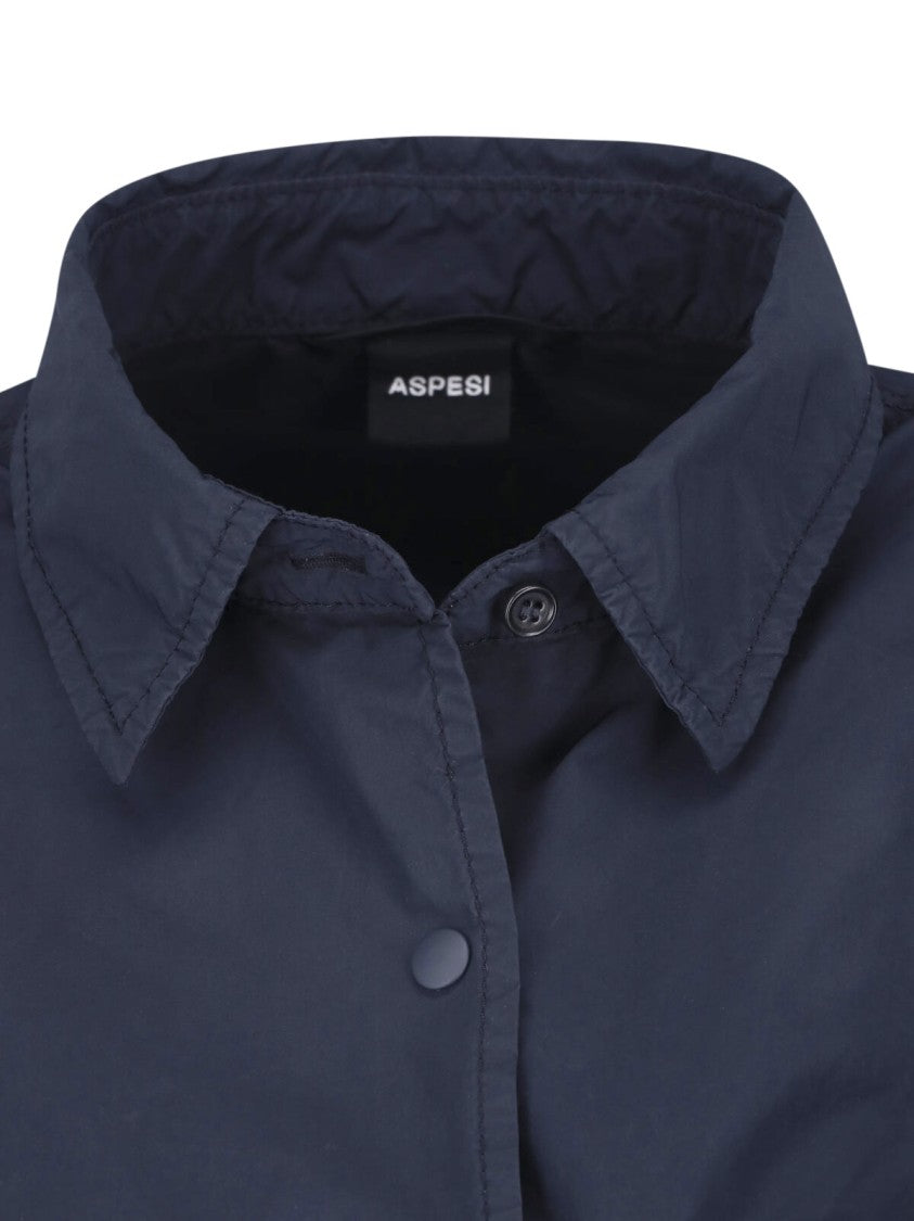 Aspesi Dark Navy Relaxed Fit Flap Shirt